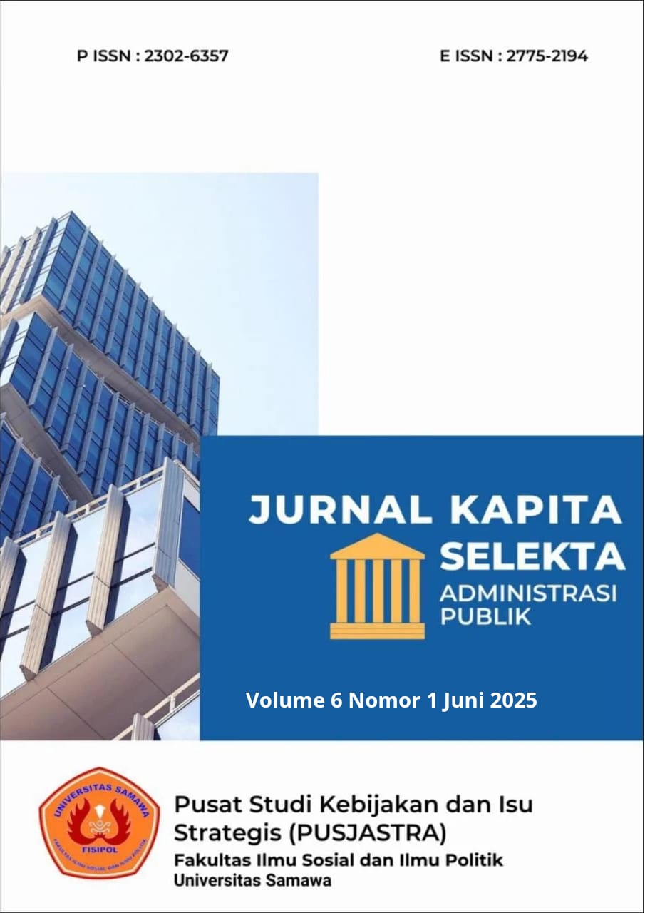 					View Vol. 6 No. 1 (2025): Jurnal Kapita Selekta Administrasi Publik
				